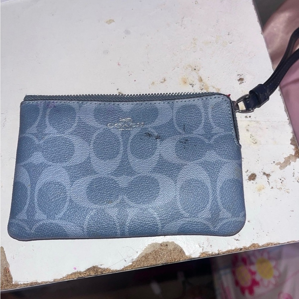 Coach Denim Blue Signature Wristlet